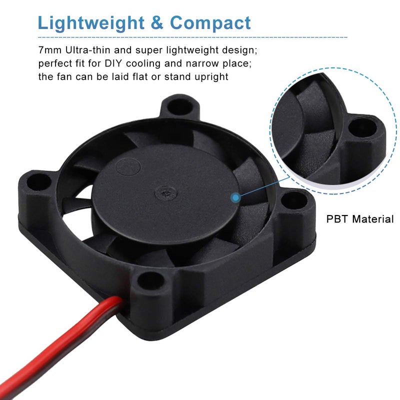 GDSTIME 2 Pack 25mm 5V Fan - Mini 25x25x7mm 2-Pin Brushless DC Cooling Fans for Aroma Diffuser Projector Incubator - Image 2